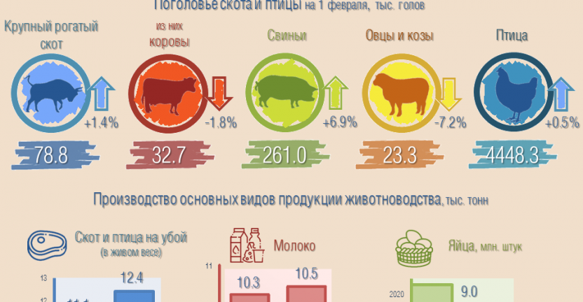 Производство продукции животноводства в январе 2021 года